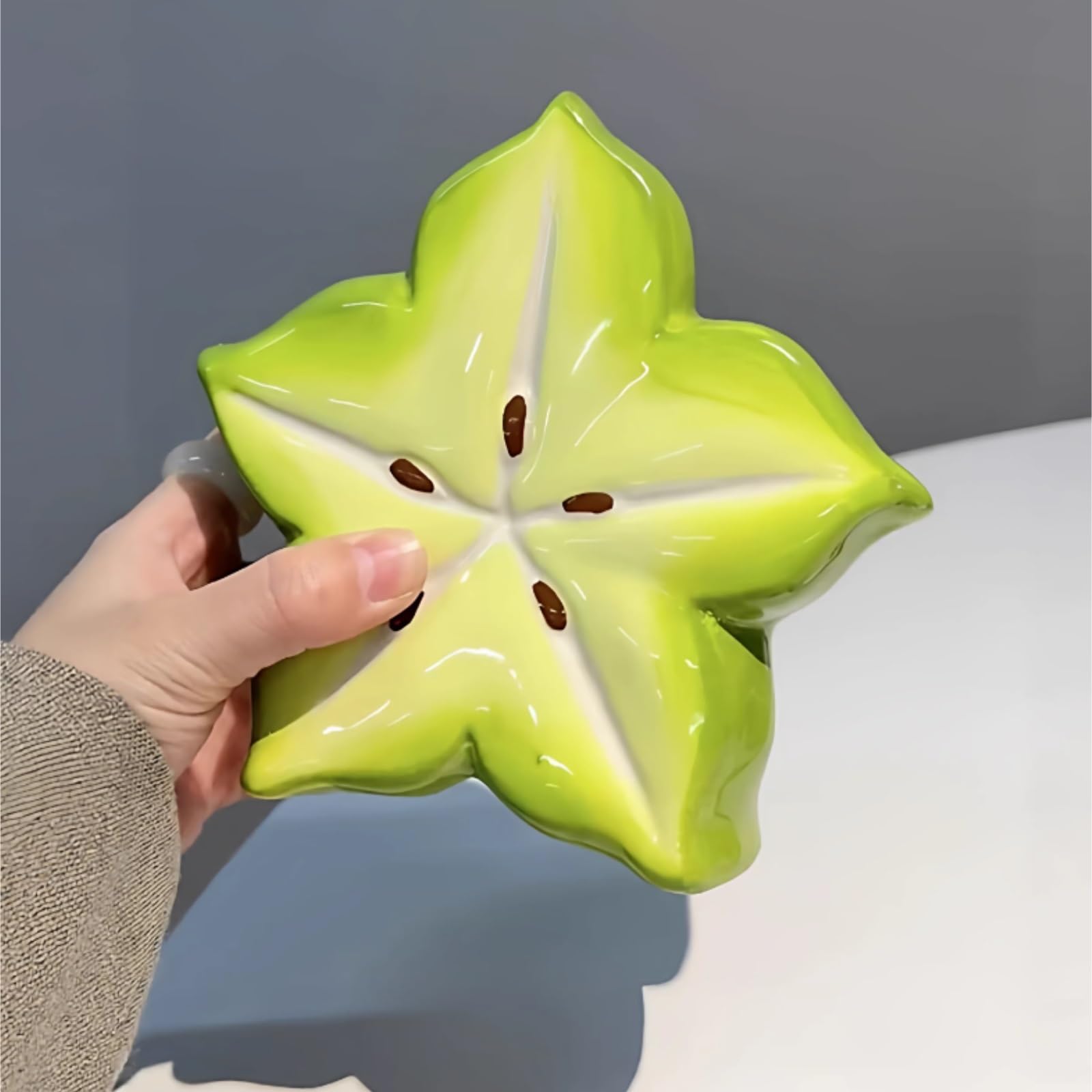 Portacepillos De Dientes para Baño Y Ducha Soportes De Pasta Dientes For Cepillos con Forma Carambola Cerámica, Organizadores Almacenamiento For Baño(Grün)