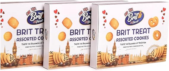 Brit Treat Cookie Assorted 300g Box | Assorted Butter Cookies | Premium Festive Gift Box | Rich Buttery Taste | Perfect for Christmas, Holidays & Corporate Gifting - You Everyday Snack (Pack of 4)
