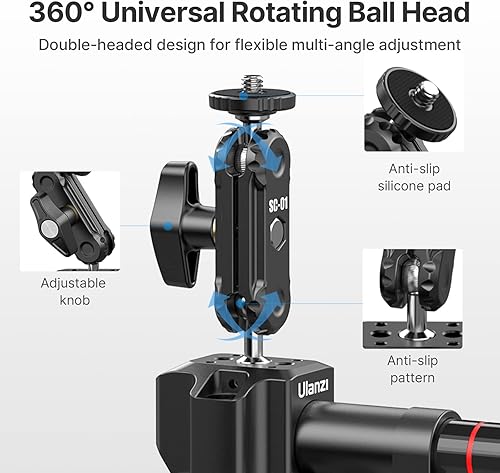 Miniatura 2 de ULANZI SC-01 - Soporte de ventosa para GoPro iPhone - ULANZI SC-01 3 pulgadas activada por bomba de succión al vacío Soporte de teléfono Soporte de