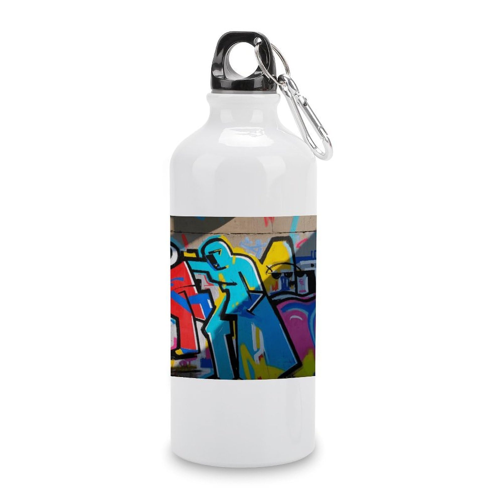 Fekiloot Style Graffiti Aluminum Water Bottle Travel Tumbler Reusable Lightweight Outdoor Sports Water Bottles For Gym Sports Camping Hiking Fishing600ml