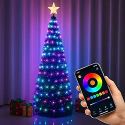 Pisca Pisca Natal 10m Árvore de Natal 100 LEDs Smart Bluetooth com Controle Remoto, 6 Modos de Iluminação, Luzes Decorativas Prova d’Água USB para Decoração Interna Externa, Festas, Jardim e Quarto