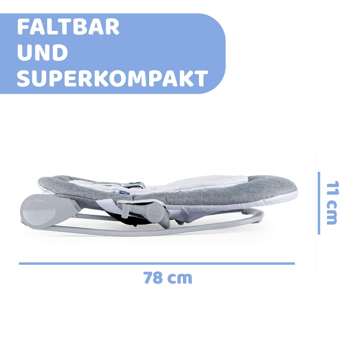 Chicco Hoopla Babywippe, bequeme und animierende Wippe, mit Spielbar und Textilanhängern, 4-fach verstellbar, modular und kompakt, von 0 Monaten bis 18 kg