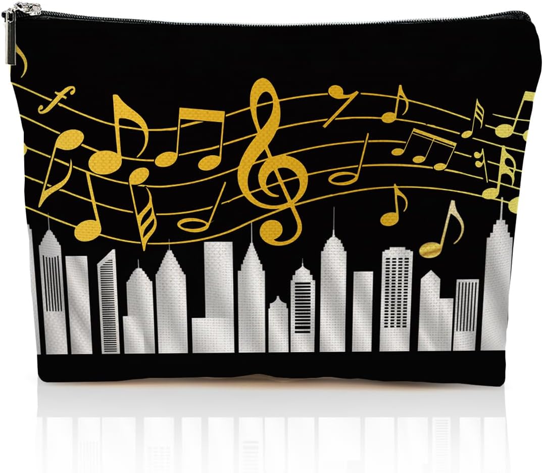 Musical Note Piano Makeup Bag, Music Lover Gifts Cosmetic Bags Zipper Pouch