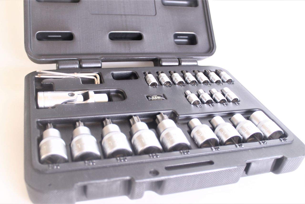 Btw Set Clés à Pipe 24-teilig 1/4' & 1/2' Moteur Intérieur Extérieur Boîte Grinçant
