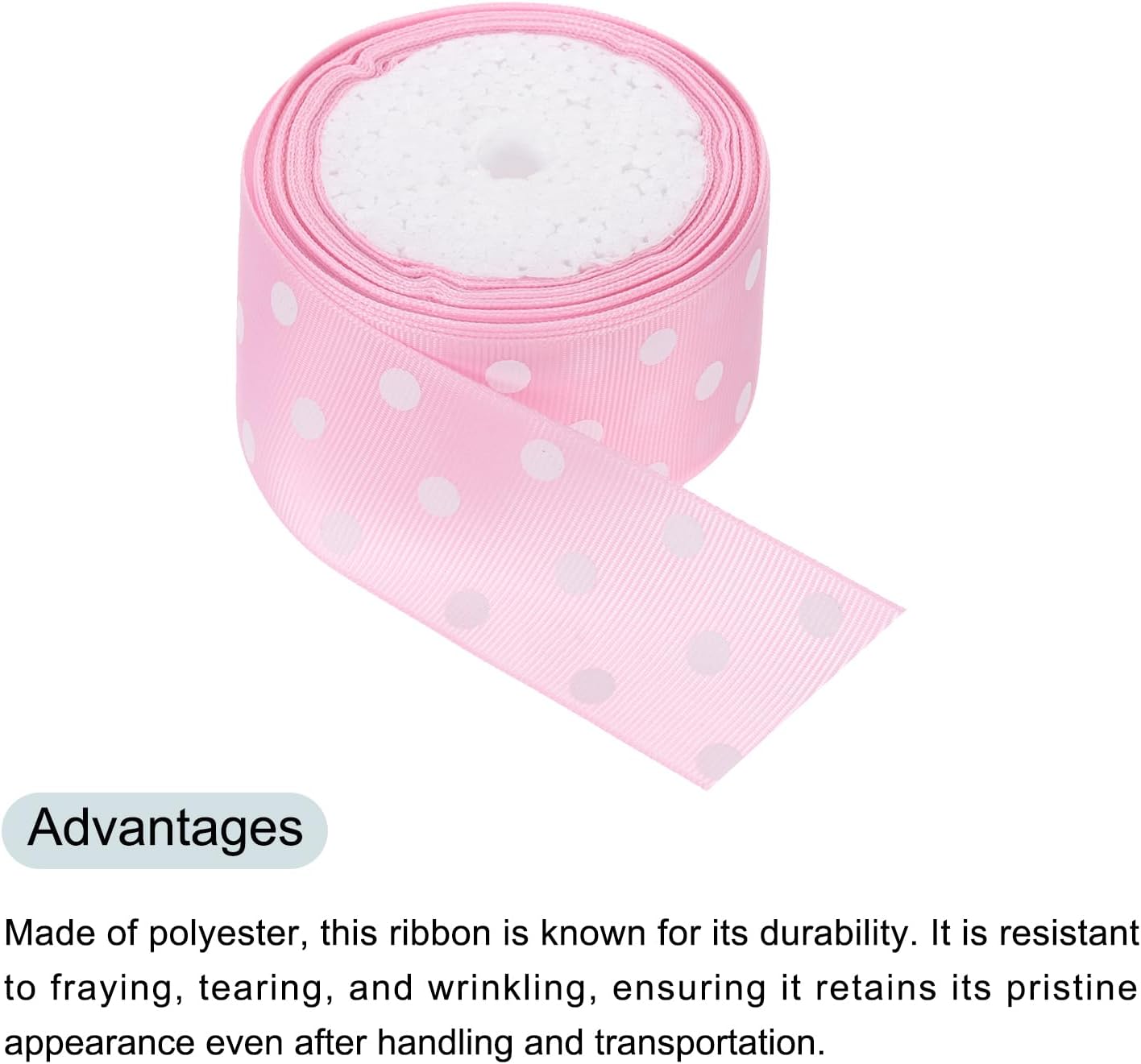 MECCANIXITY Grosgrain Ribbons 10 Yards 1-1/2 Inch Pink with White Dots Ribbon Bow Decoration for Crafts Gift Wrapping Wedding DIY Handmade