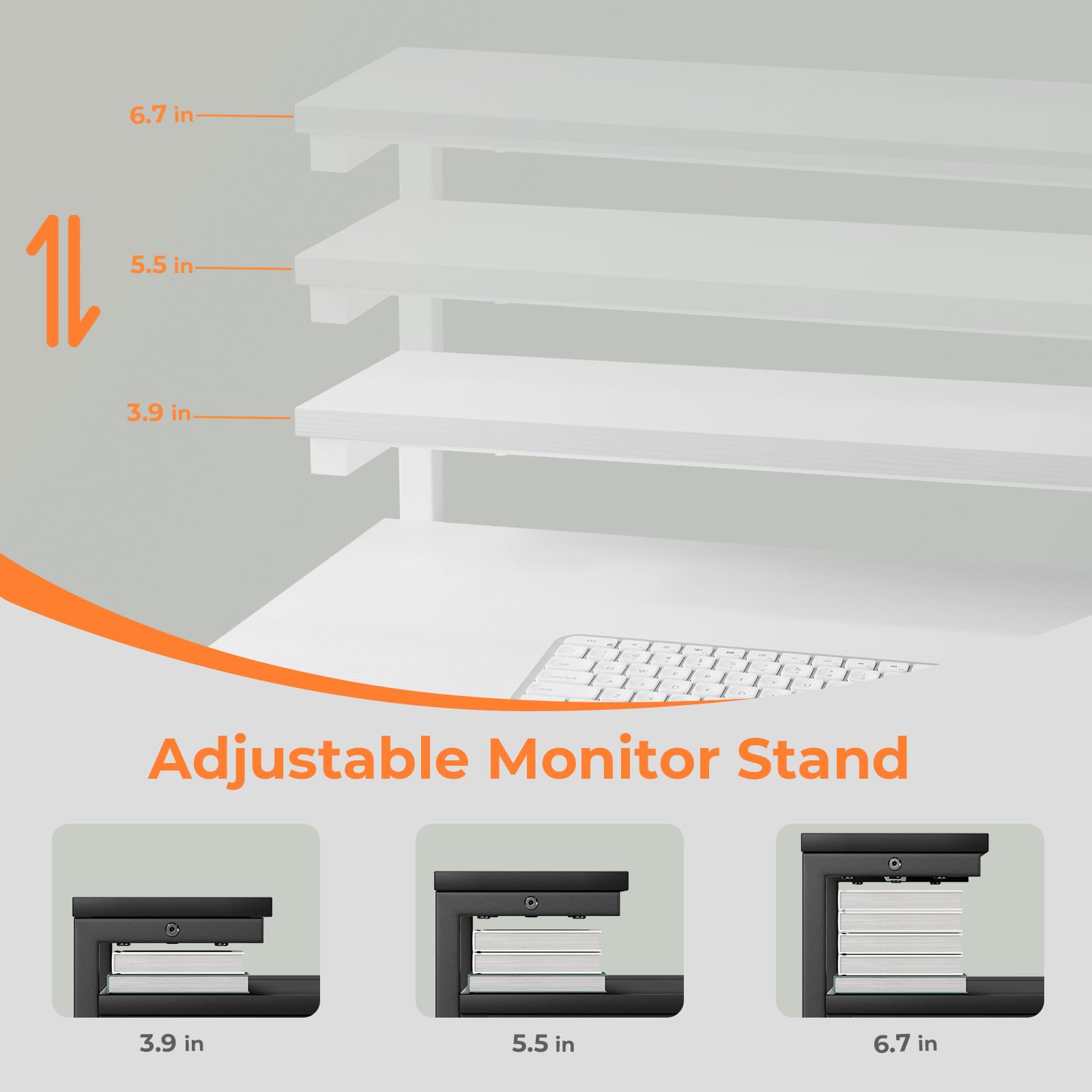SOROGRA 39.4 Inch Computer Desk With Adjustable Monitor Stand & Reversible Shelves - Small Office Desk For Home - View #5