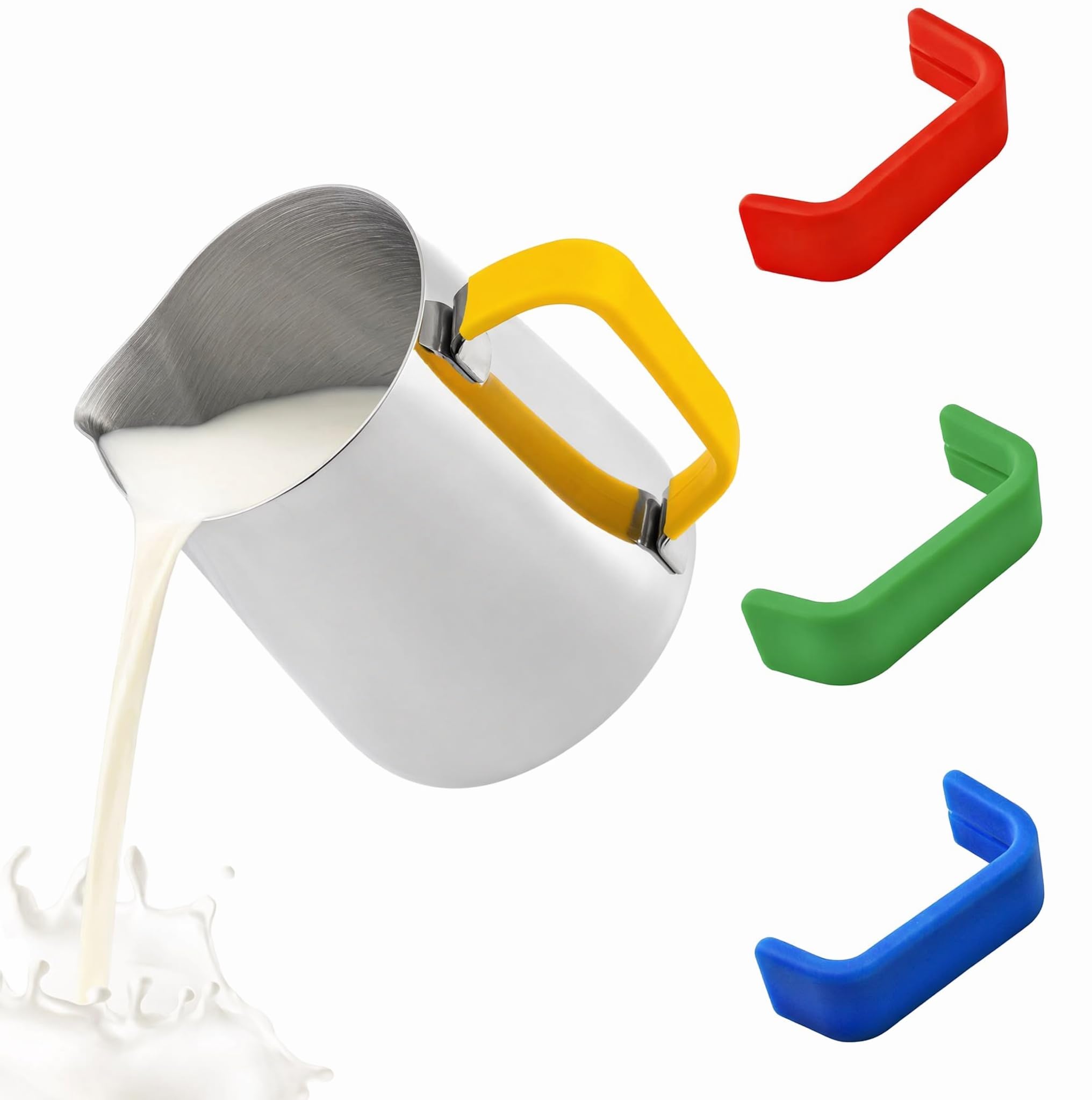4 Pack Silicone Sleeves, Heat Resistant Handle Covers Milk Frothing Jugs