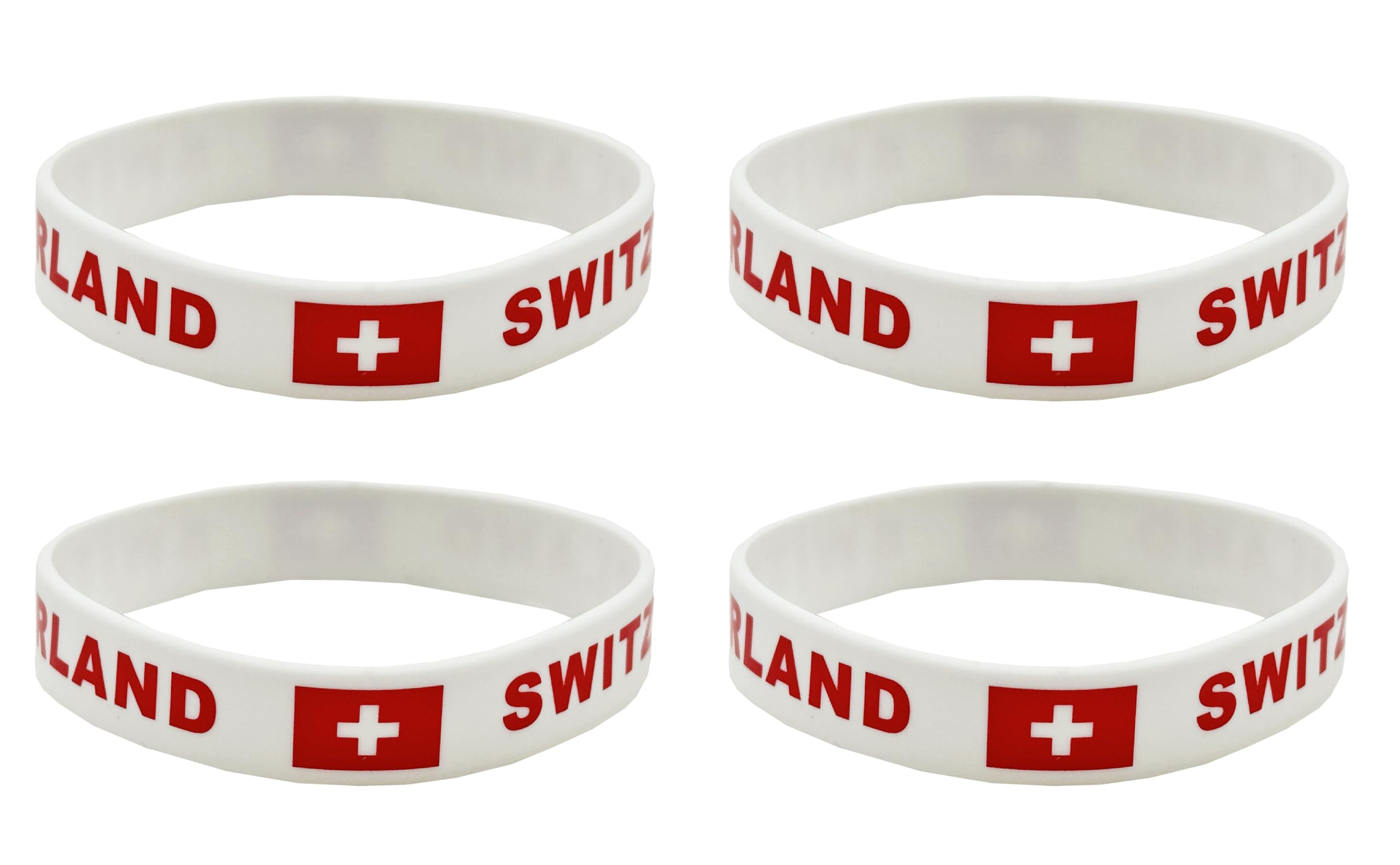 LLBFHH 4 Pcs Switzerland Swiss Country Flag Rubber Bracelets, National Flag Silicone Bracelet, Rubber Wristbands Patriotic Decorations Gift