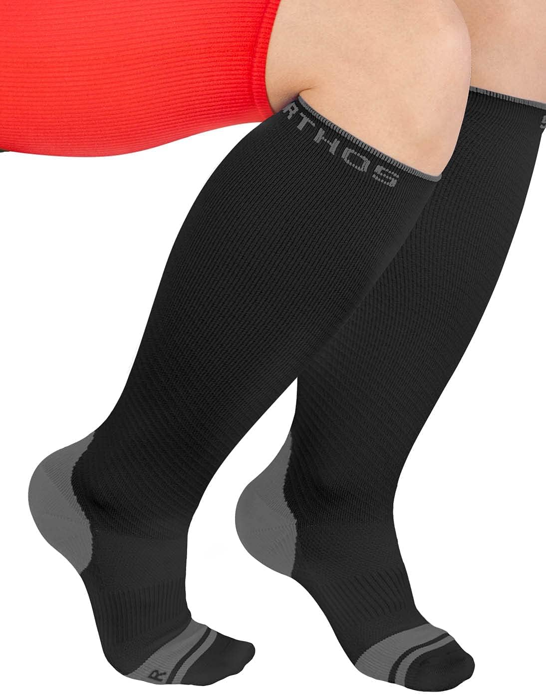 Sparthos Compression Socks (20-30mmHg) Bundle of 3 - Size XXL-Wide Calf [Midnight Black + Steel Gray] and Size XXL [Midnight Black]