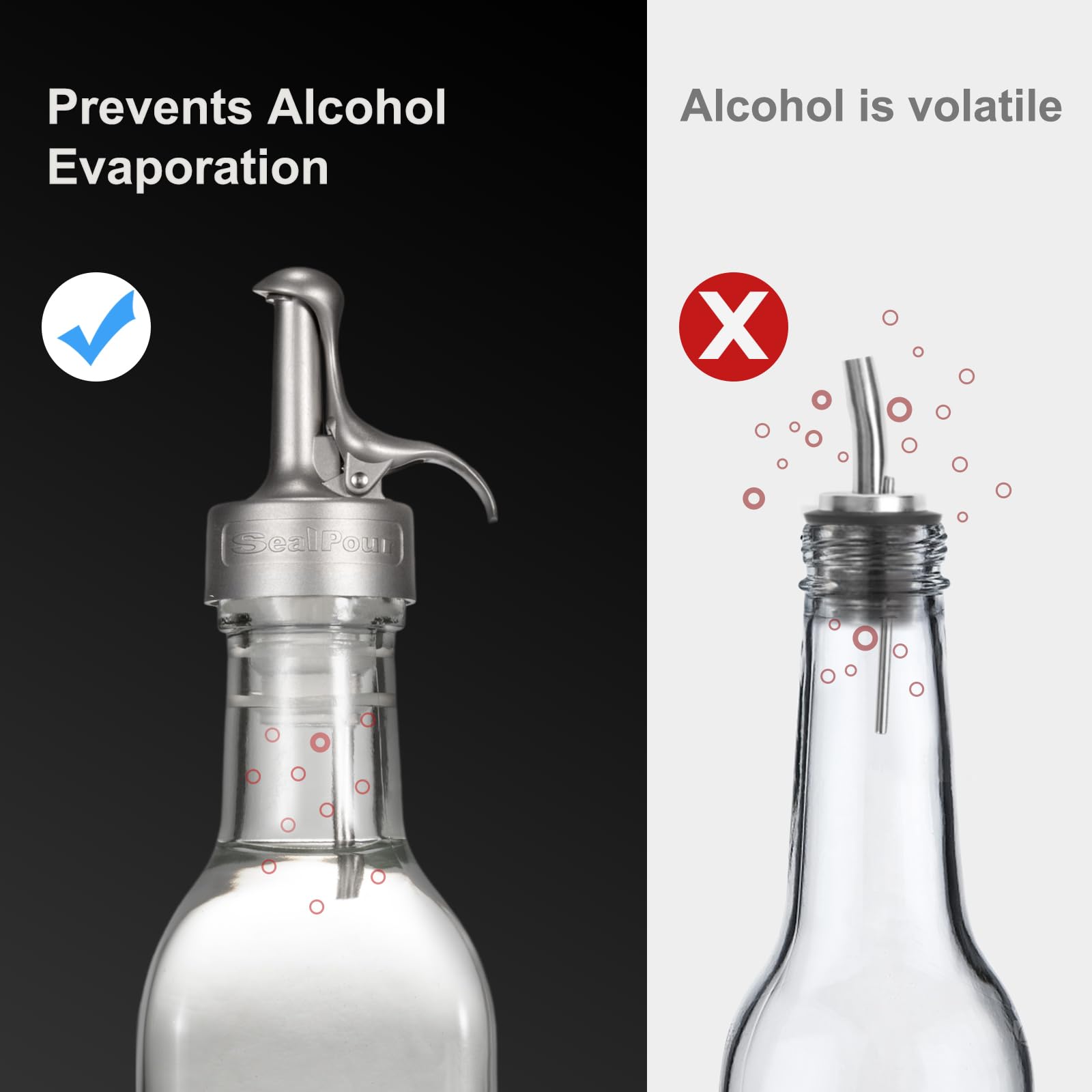 Boquilla de vertido de aceite, boquillas de aceite de oliva, boquillas dispensadoras para botellas | Sin plástico, a prueba de fugas, vinagre, vino y salsa para accesorios de cocina y bar, 2 unidades