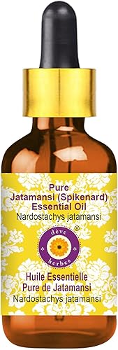 Miniatura 1 de Deve Herbes Pure Jatamansi (Spikenard) Aceite esencial (Nardostachys jatamansi) con cuentagotas de vidrio destilado al vapor, 1.0 fl oz (1 oz)