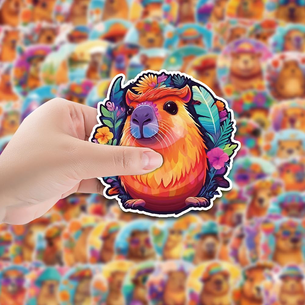 Colorful Capybara Vinyl Stickers, 100 PCS Waterproof Cartoon Animal Decals for Laptops Scrapbooking, Journals, Notebooks - Image 3