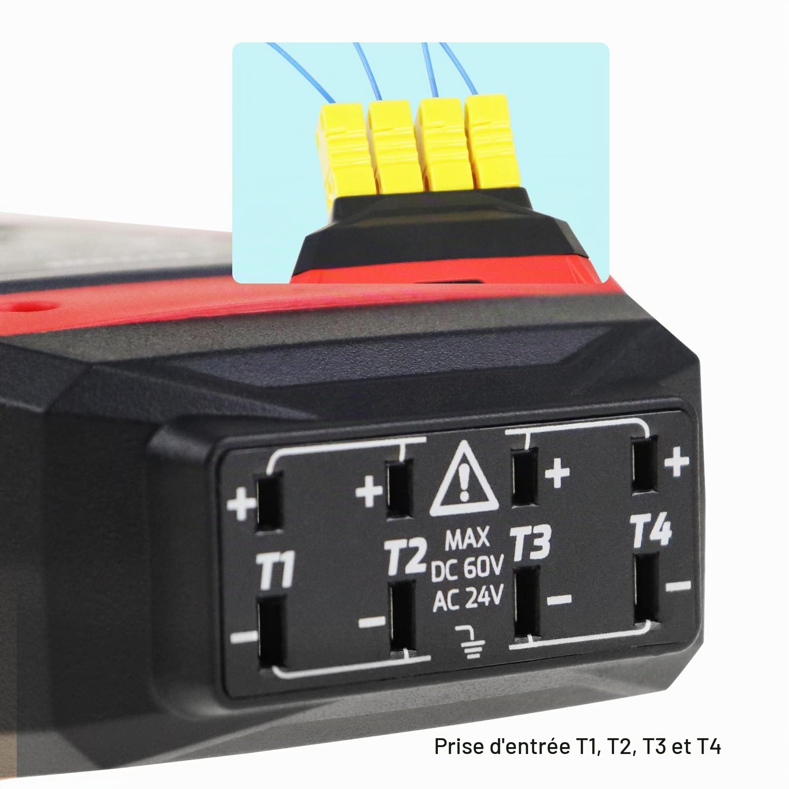 Thermomètre à Thermocouple Numérique avec Enregistreur de Données, Appareil de Mesure de Température à 4 canaux (Types K/J/T) et Alarme Sonore et Visuelle, Plage de 200 à 1372 °C