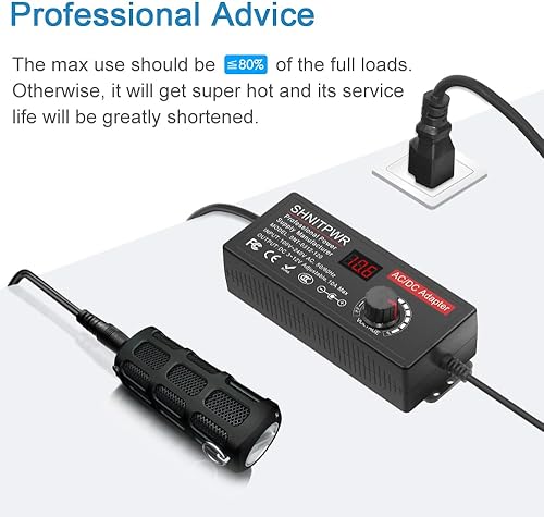 Miniatura 7 de SHNITPWR Fuente de alimentación de 4V - 12V 10A 120W AC a DC Adaptador DC 4V 4.5V 5V 6V 7V 8V 9V 10V 11V 12V Voltaje Ajustable Convertidor de