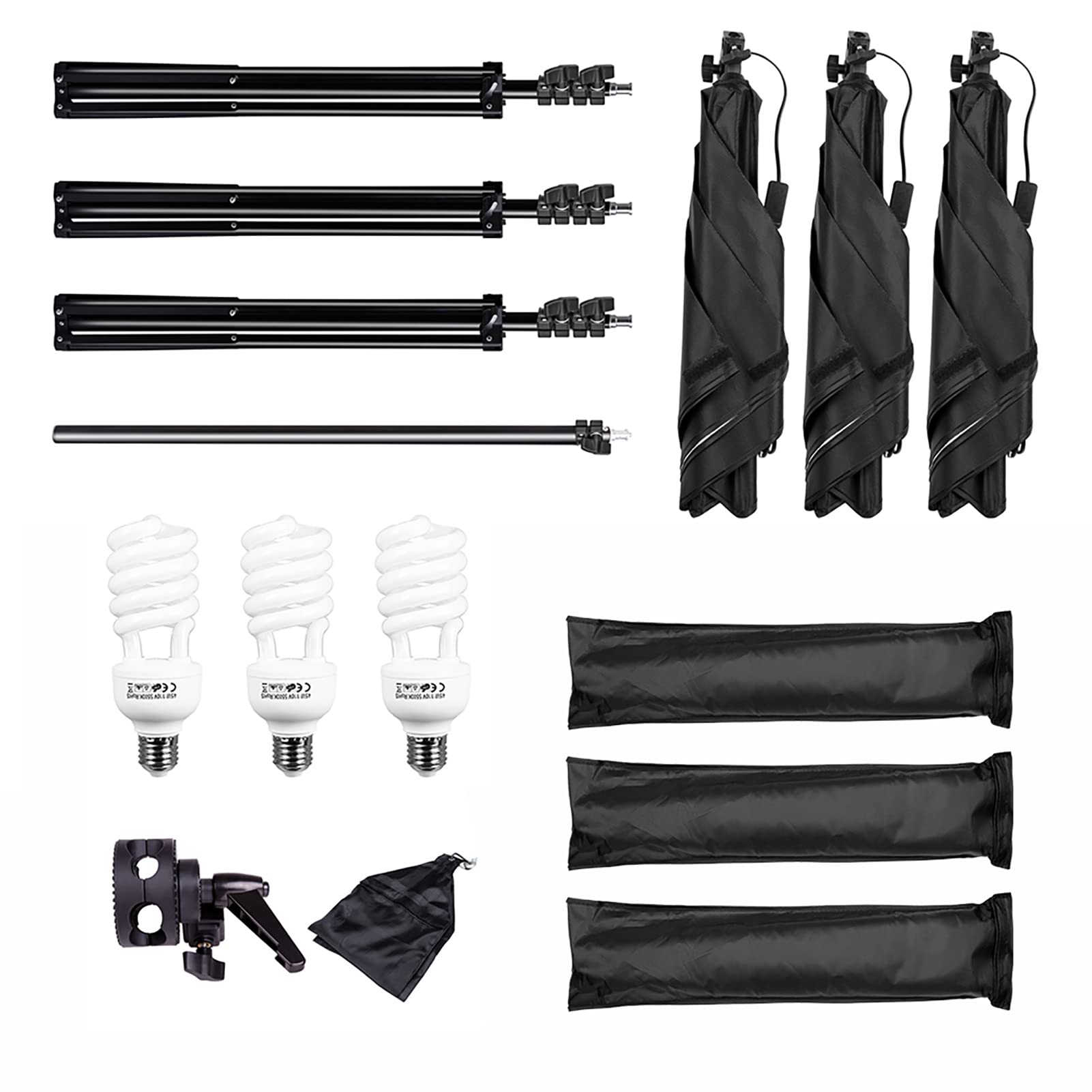 Andoer Softbox Set studio photo 50 x 70 cm, lampe de studio avec 3 boîtes à softbox, 3 ampoules LED 135 W, 3 trépieds lumineux 2 m, bras de flèche pour portraits de studio, photographie de produits
