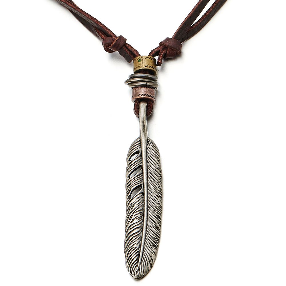COOLSTEELANDBEYOND Retro Style Feather Pendant Unisex