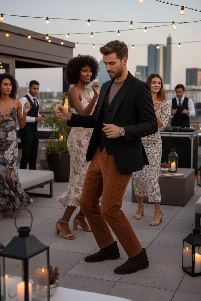 Lafaurie Corduroy Pants Men Relaxed Fit Zipper Pants for Men with Pockets Fall Winter Casual Straight Leg Trousers size 40