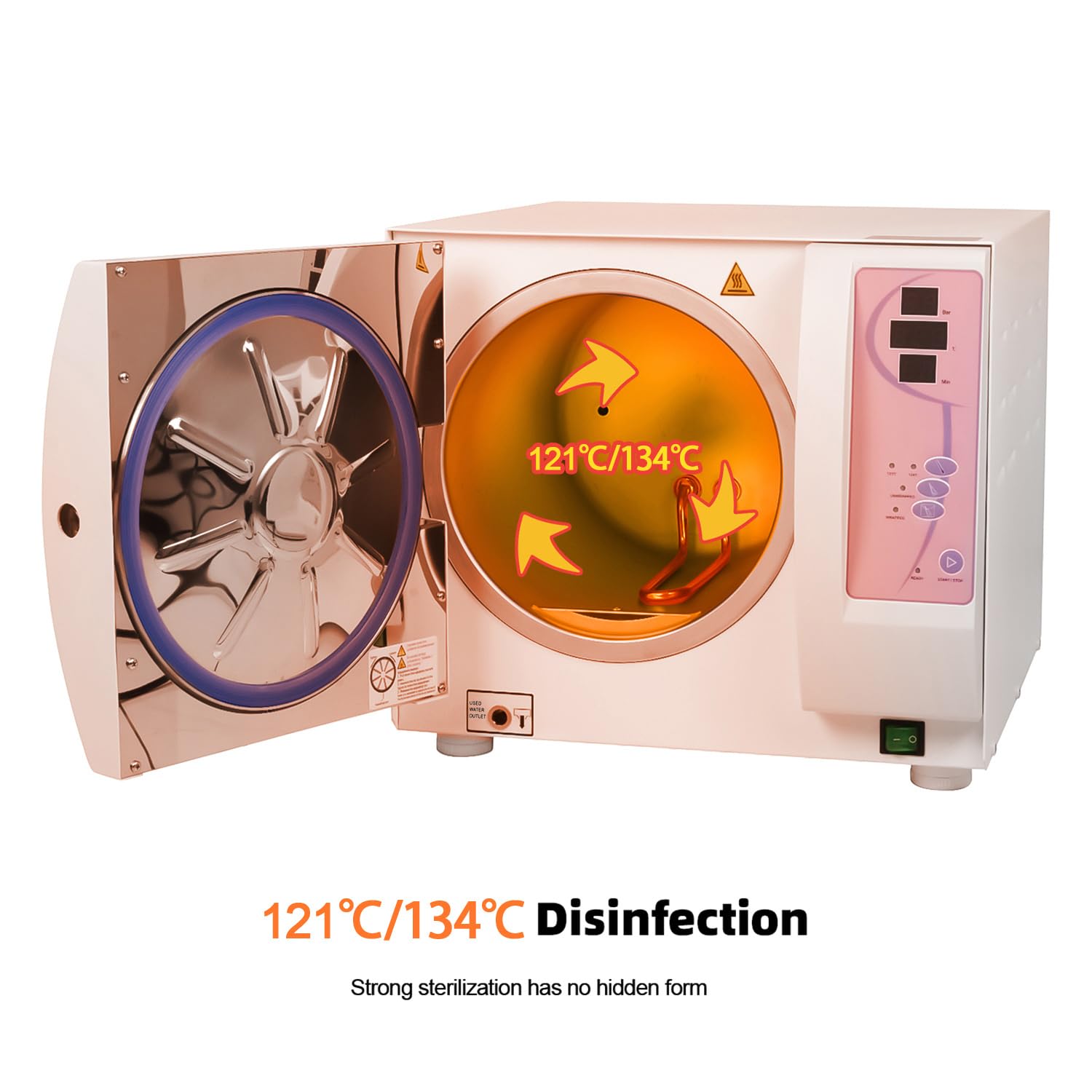 BONEW Oral Autoklav Vollautomatischer Desinfektor Klasse N 16L/18L/23L Hochdruck-Hochtemperatur-Dampf-Autoklav Digitalanzeige Vakuum Edelstahl (16L)