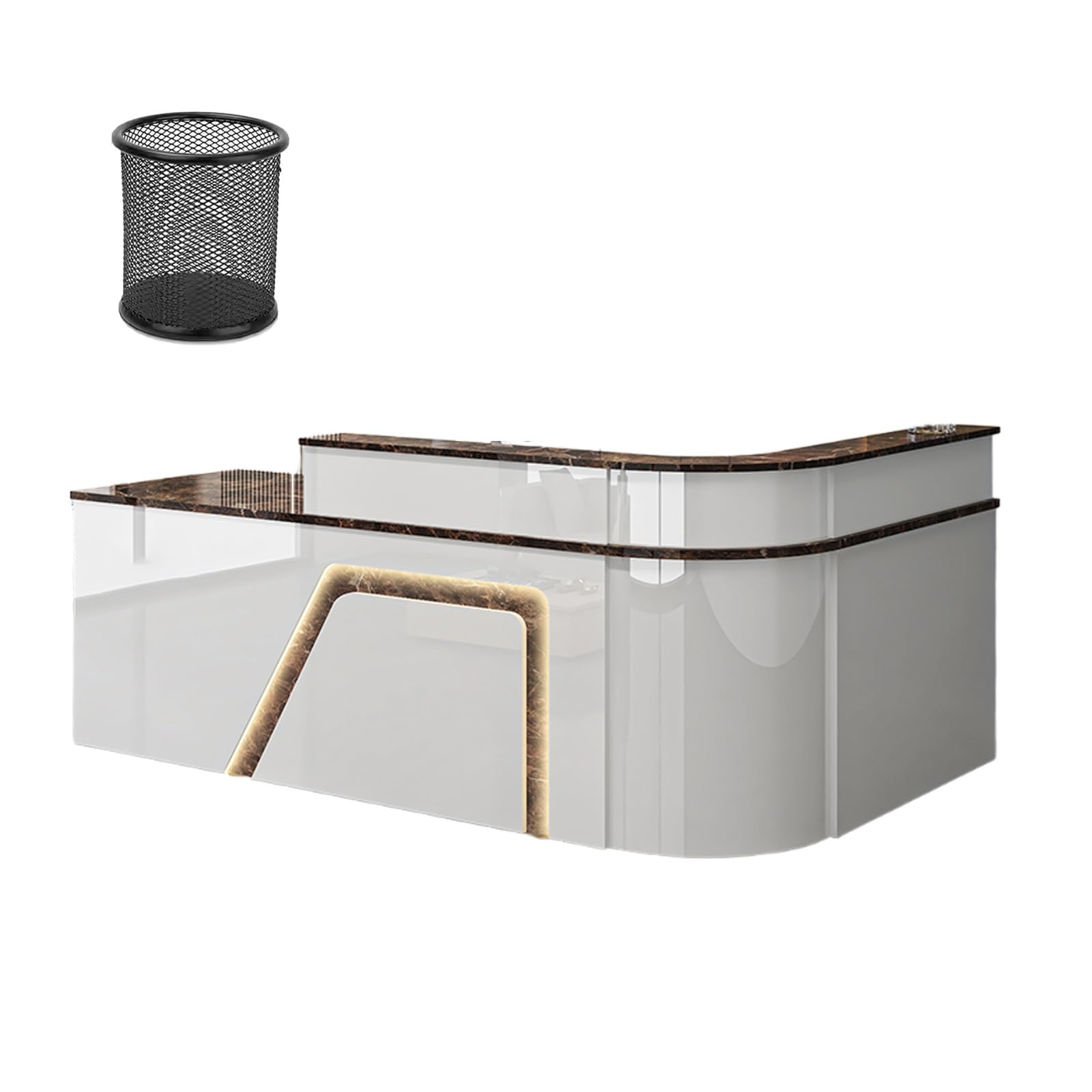 Tavolo a forma di L con gestione dei cavi spaziosi cassetti da lavoro per negozio di abbigliamento registratore di cassa hotel 200x60x100cm