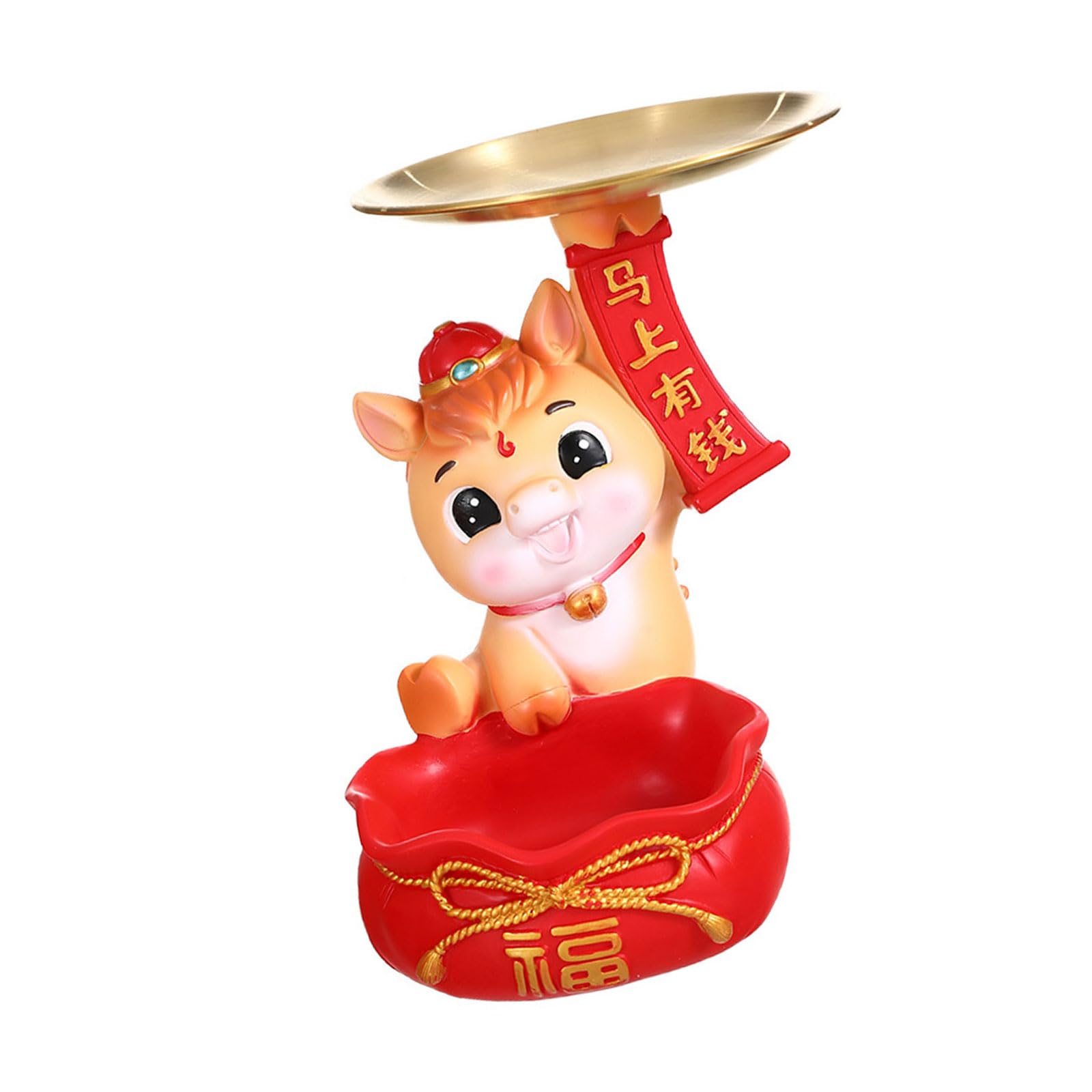 Msioytog Culture Horse Entryway Storage Tray Small Items Holder Optional Theme for Home Decoration Resin Metal Tray