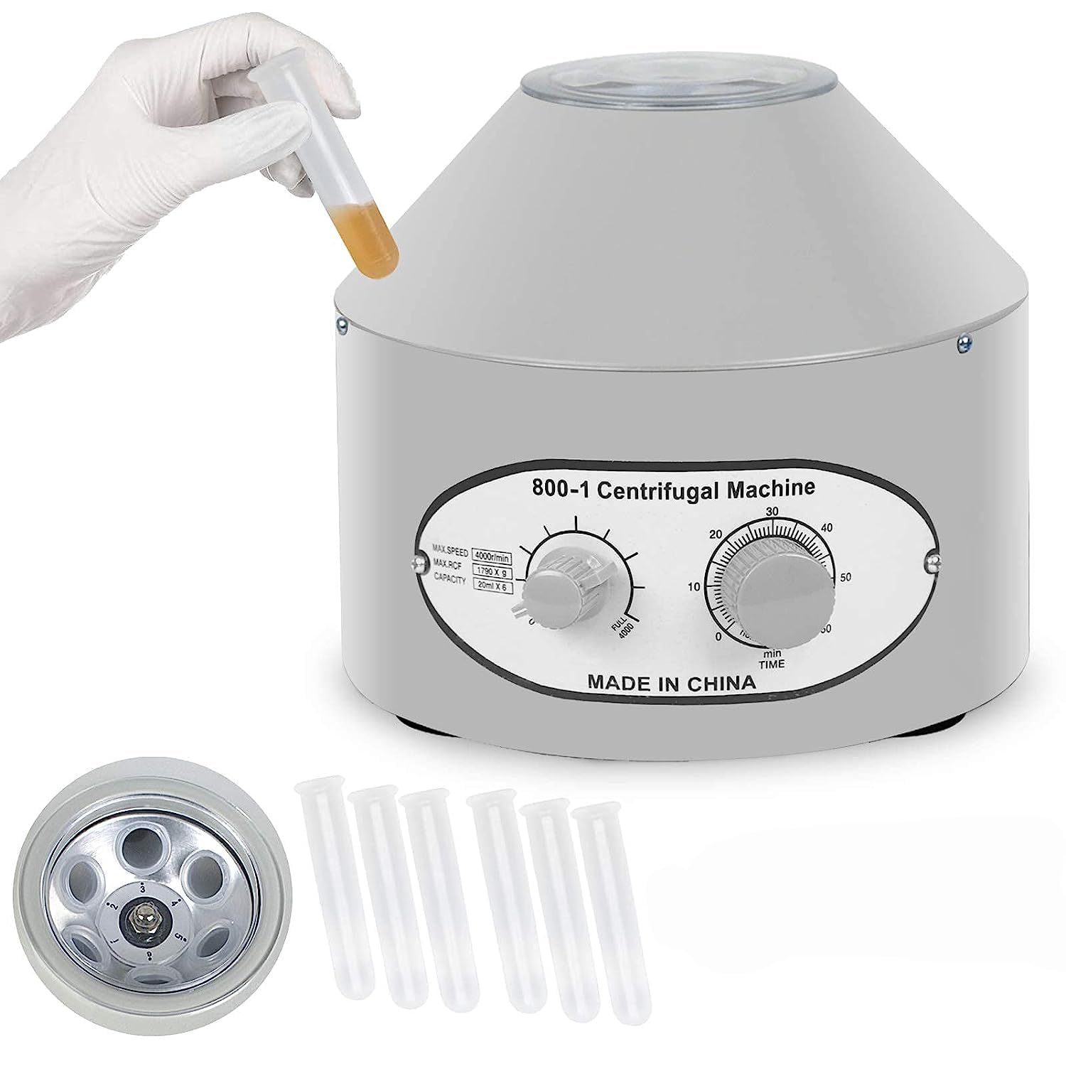 Centrifuge, Desktop Electric Lab Laboratory Centrifuge Machine Lab Medical Practice w/Timer and Speed Control - Low Speed,4000 RPM, Capacity 20 ML x 6
