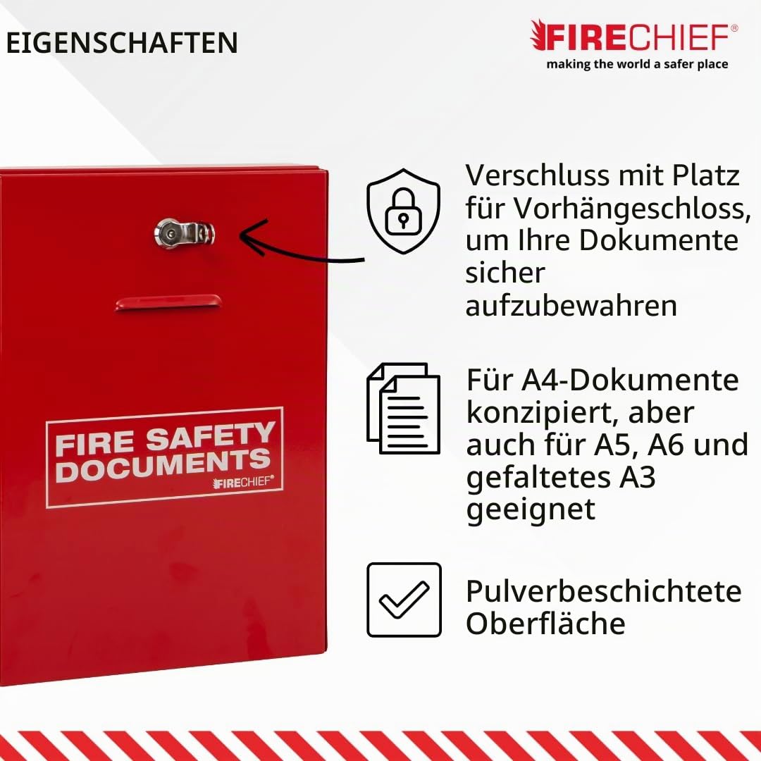 Firechief DHS2 Dokumentenhalter mit Riegel, Rot