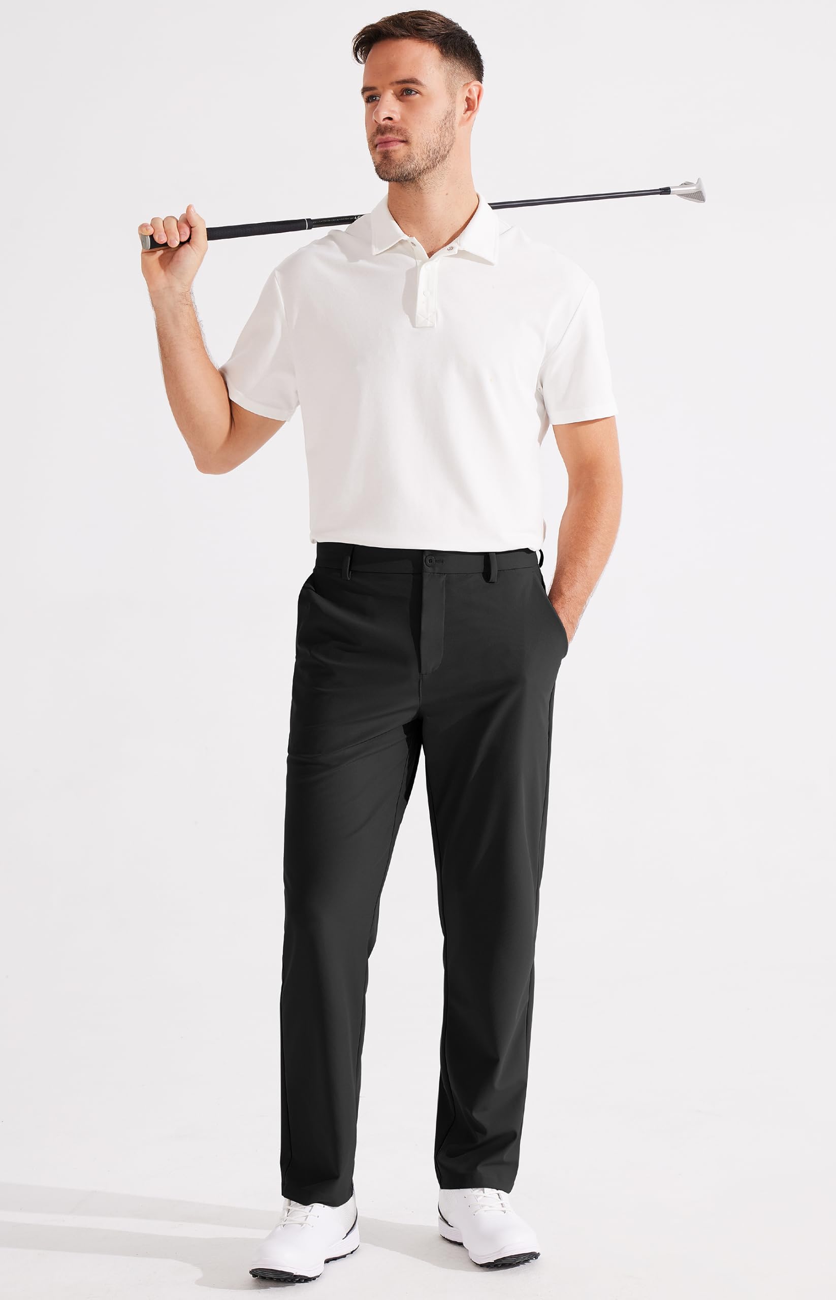 Libin Herren Golf Hose Classic Fit Flat Front Work Dress Hose 73cm/78cm Stretch Casual Hose Leicht mit Taschen