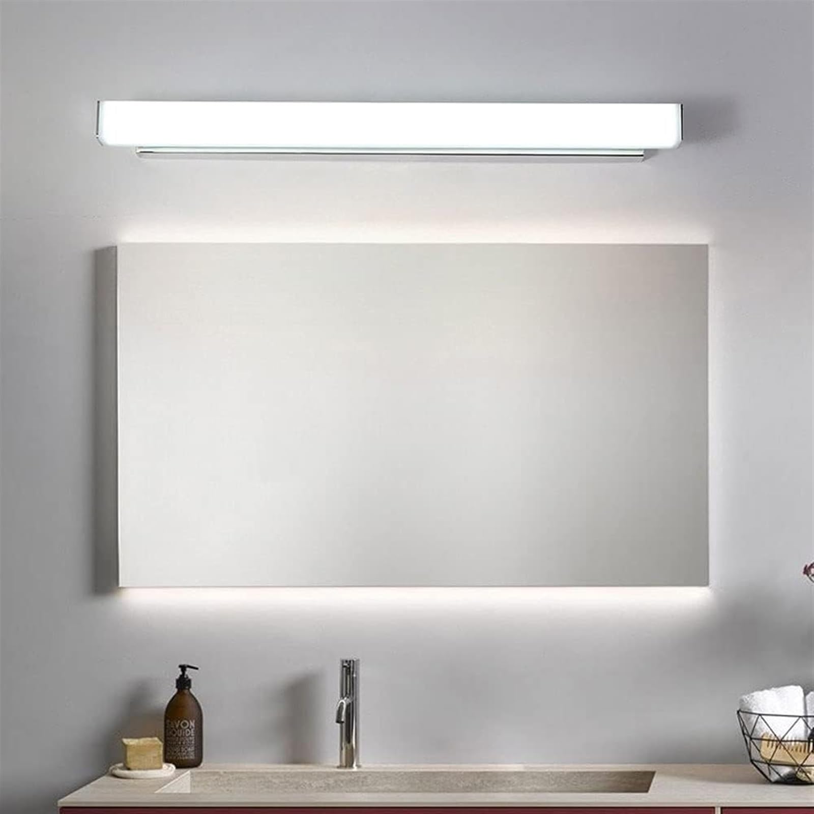 Lámparas de Pared Modernas Lámpara de Tocador Lámpara de Espejo de Baño Marco Cromado Aplique de Pared para Maquillaje Lámparas Frontales para Tocador Espejo de Armario Dormitorio