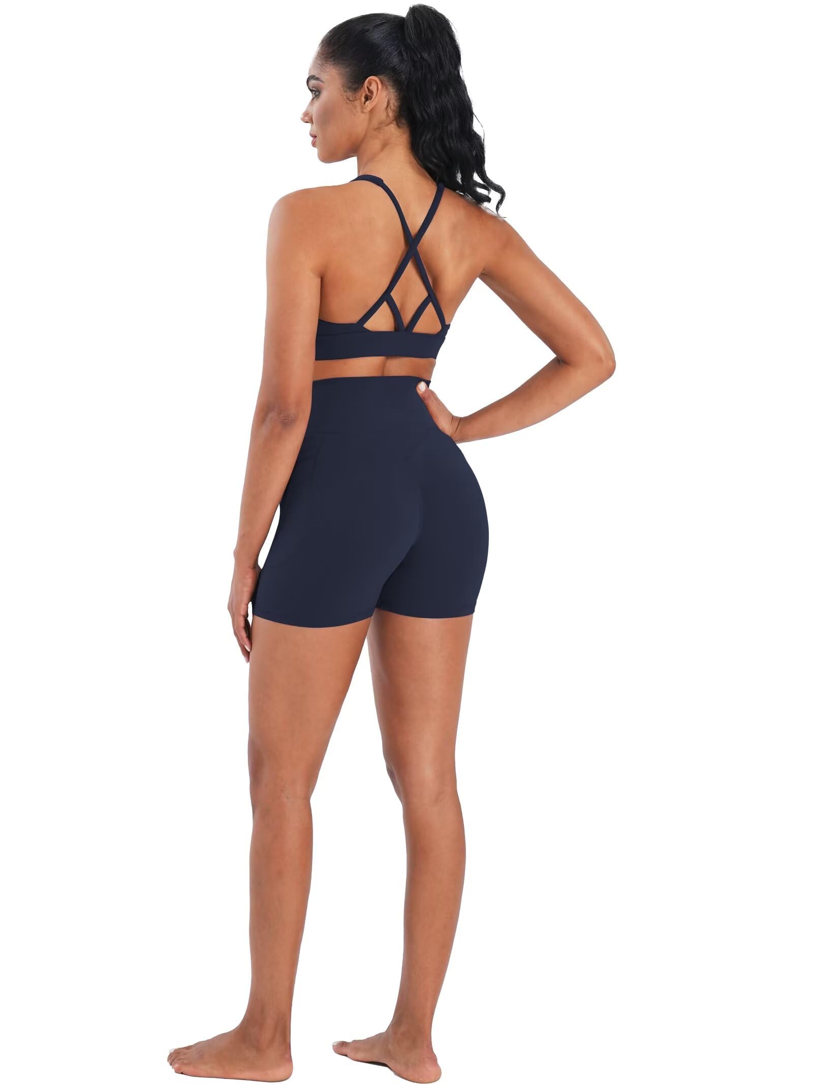 Sunzel Reggiseni sportivi con spalline con scollo a V per donna reggiseno da yoga incrociato posteriore con coppe rimovibili imbottite per allenamento corsa palestra top