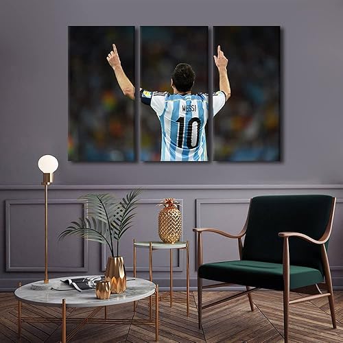 Miniatura 16 de TISHIRON 3 paneles CR7 Cristiano Ronaldo - Póster en lienzo para decoración de pared, pelota deportiva, casa moderna, para club, arena, sala