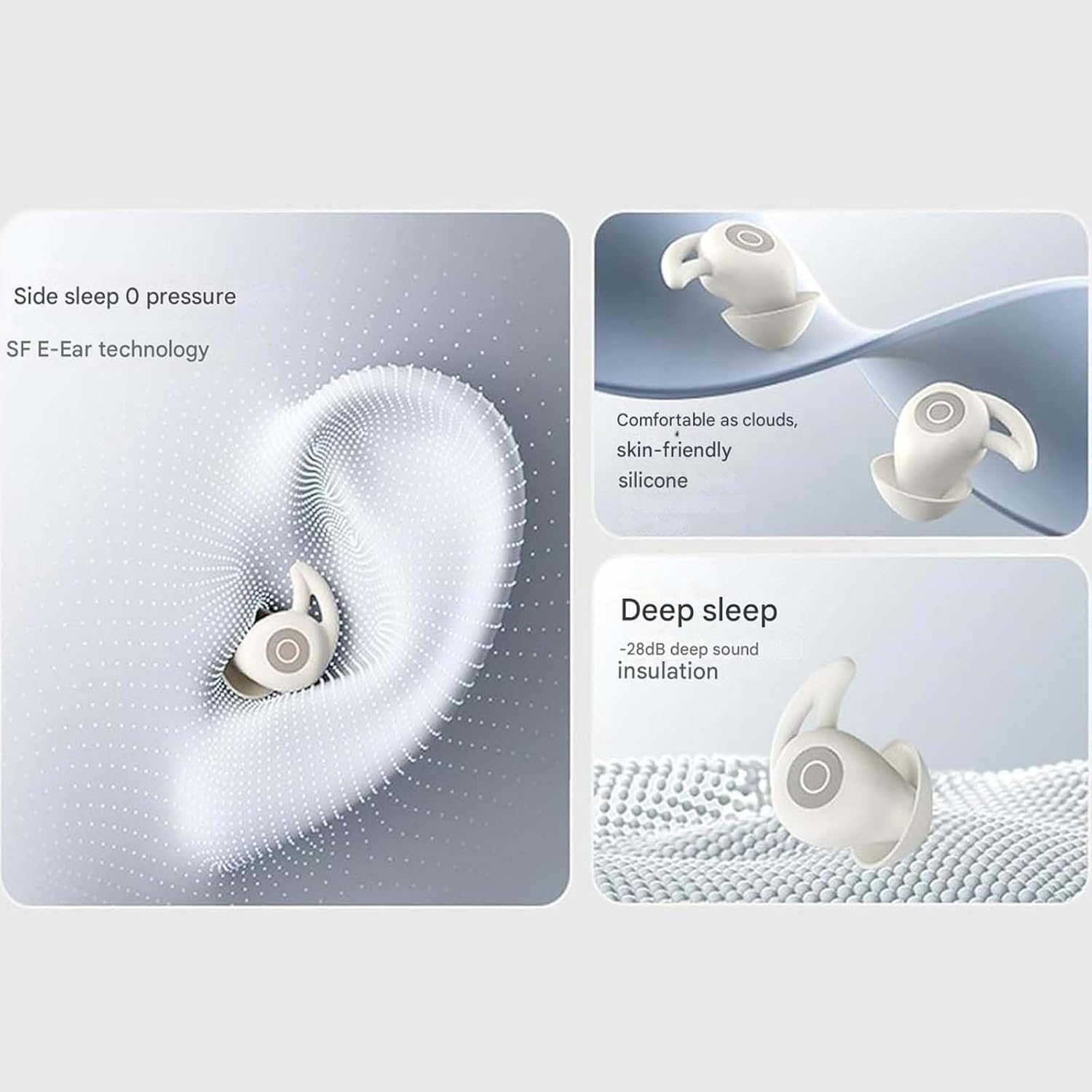 Close-up of Noorasleep Snooze Pods Pro ear tips and ear canal fit