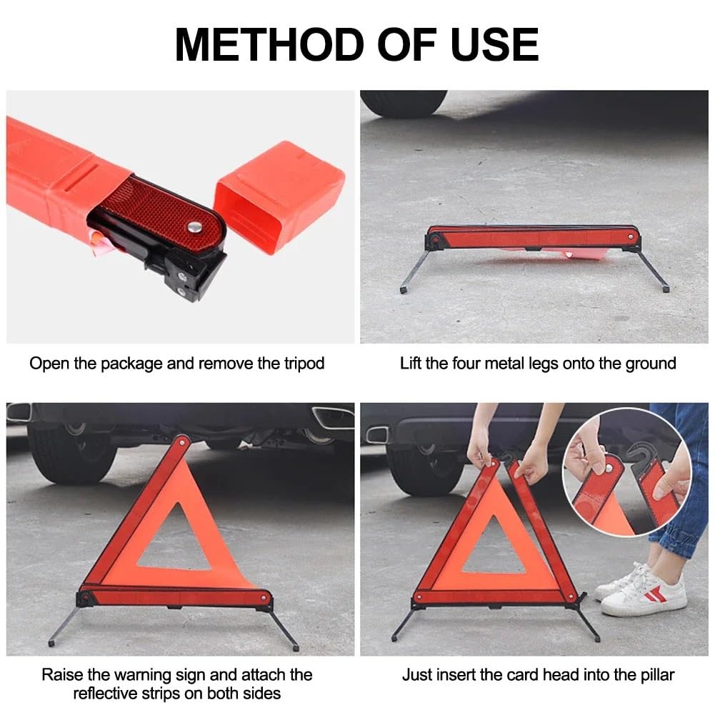 Triángulo de señalización Etiqueta de Peligro de Seguridad Plegable, señal de Parada, trípode Reflectante Triangular para Coche, señal de Advertencia de Emergencia