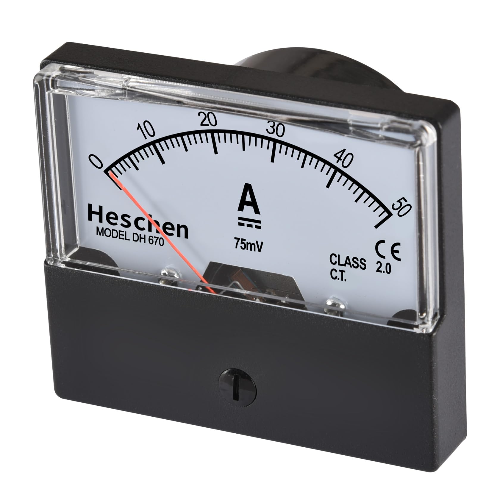 Heschen Amperometro Tester rettangolare da pannello DH-670 DC 0 – 50 di classe 2,0 con Shunt.