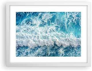 ARTTOR Affiche Decoration Murale mer vague océan Moderne Poster Cadre Blanc 40x30cm Deco Affiches Murales Tableau Decoration Salon Chambre Cuisine Wall Art Design Decor P2WAA40x30-4067