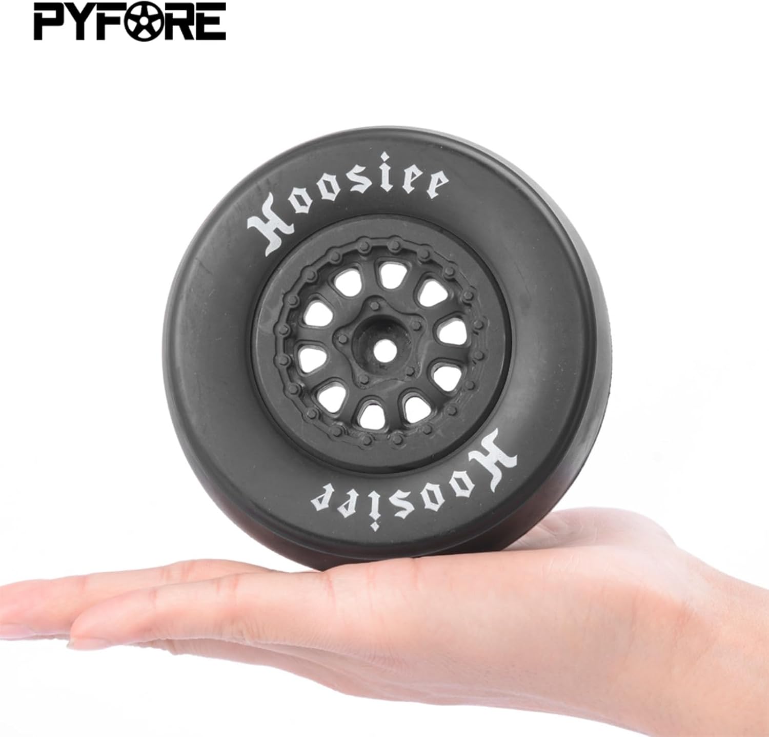 1/10 RC Racing Slick 105x45mm Tires & Wheels Set: Rubber Tires on 12mm Hex Rims for Traxxas Slash, ARRMA Senton, LOSI Short Course Truck - Upgrade (4Pcs)