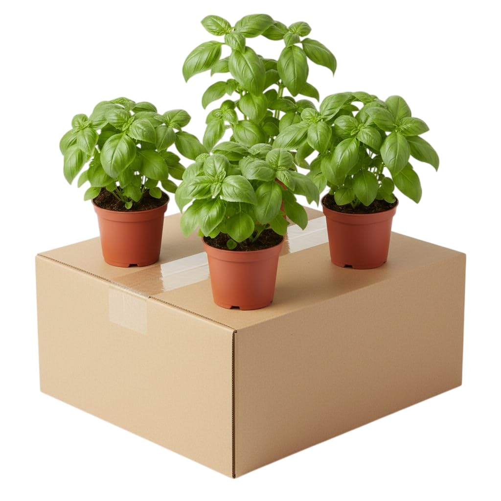 Colección Sabor Natural – 6 Albahacas Naturales Ocimum Basilicum en Maceta | Seis Aromáticas Culinarias Frescas DECOALIVE para Cocina, Interior o Terraza