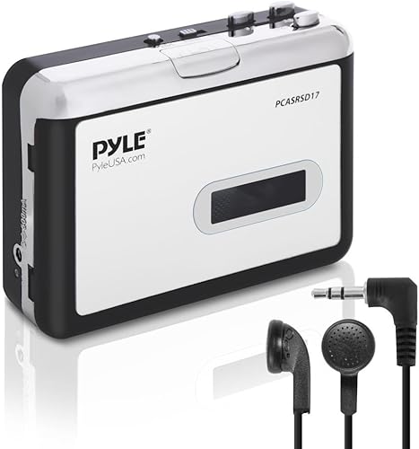 Pyle Pyle (PCASRSD17) - Grabador convertidor de casete 2 en 1 a MP3 - Reproductor de cassette USB Walkman - Digitalizador de audio portátil
