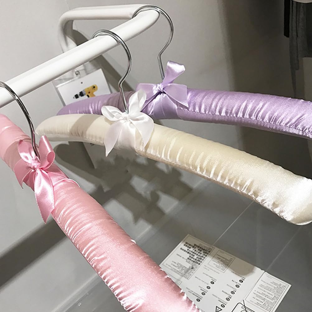 4pcs Blouse Hangers Silk Clothes Skid Proof Suit Hangers Satin Padded Silk Wedding Dress Household Clothes Upholstered Sponge Bride Non-Slip Mat