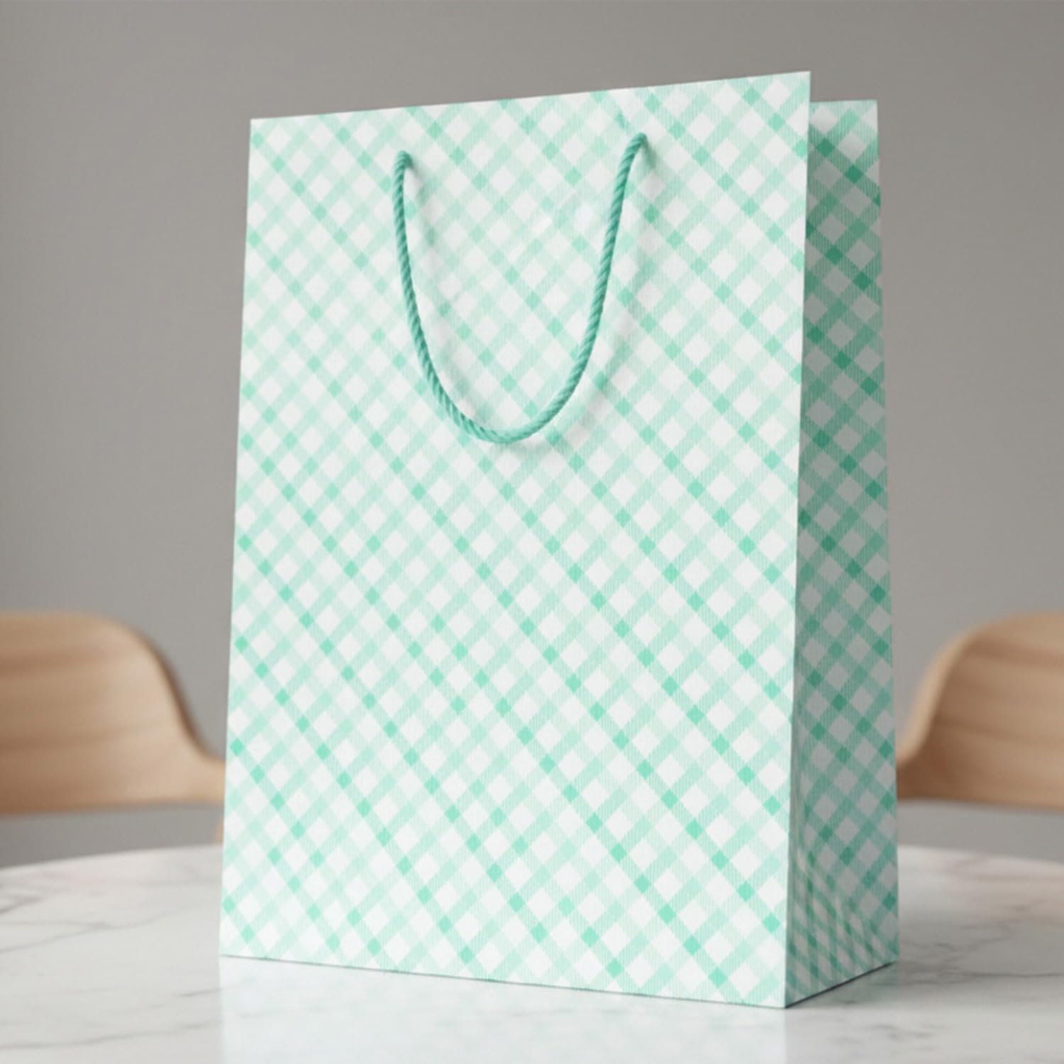 Prettykrafts Green Checks Print Gifting Carry Bag | Pack of 5 | 38x28x9 cm | Large Size | Reusable & Eco-Friendly Paper Bags for Gifting, Parties, Return Gifts, Shopping and Special Occasions, Multi