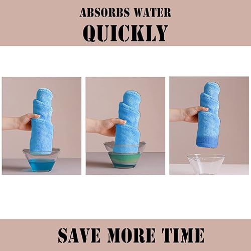 Miniatura 4 de ELLEWIN Paquete de 3 toallas de microfibra para mujer turbante de secado de cabello con botón antiencrespamiento súper absorbentes de secado rápido