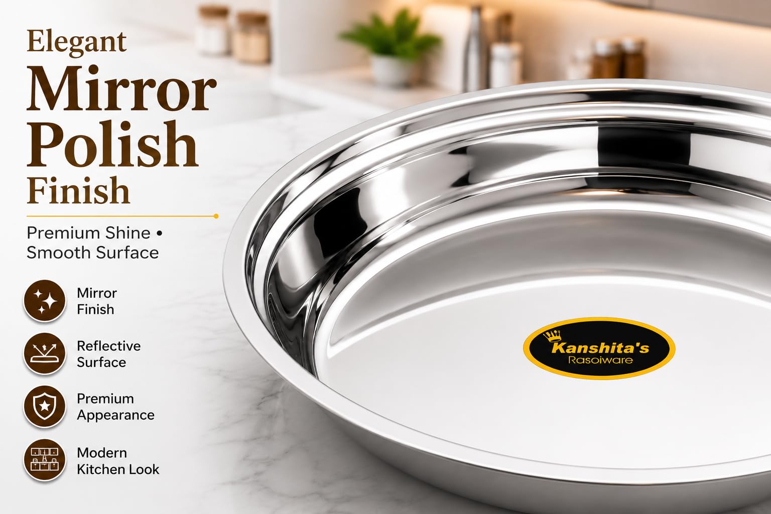 Kanshita's Rasoiware Stainless Steel Parat | 29 Cm Silver Touch Kneading & Mixing Bowl | Traditional Indian Kitchenware for Roti, Puri & Dough Preparation 4