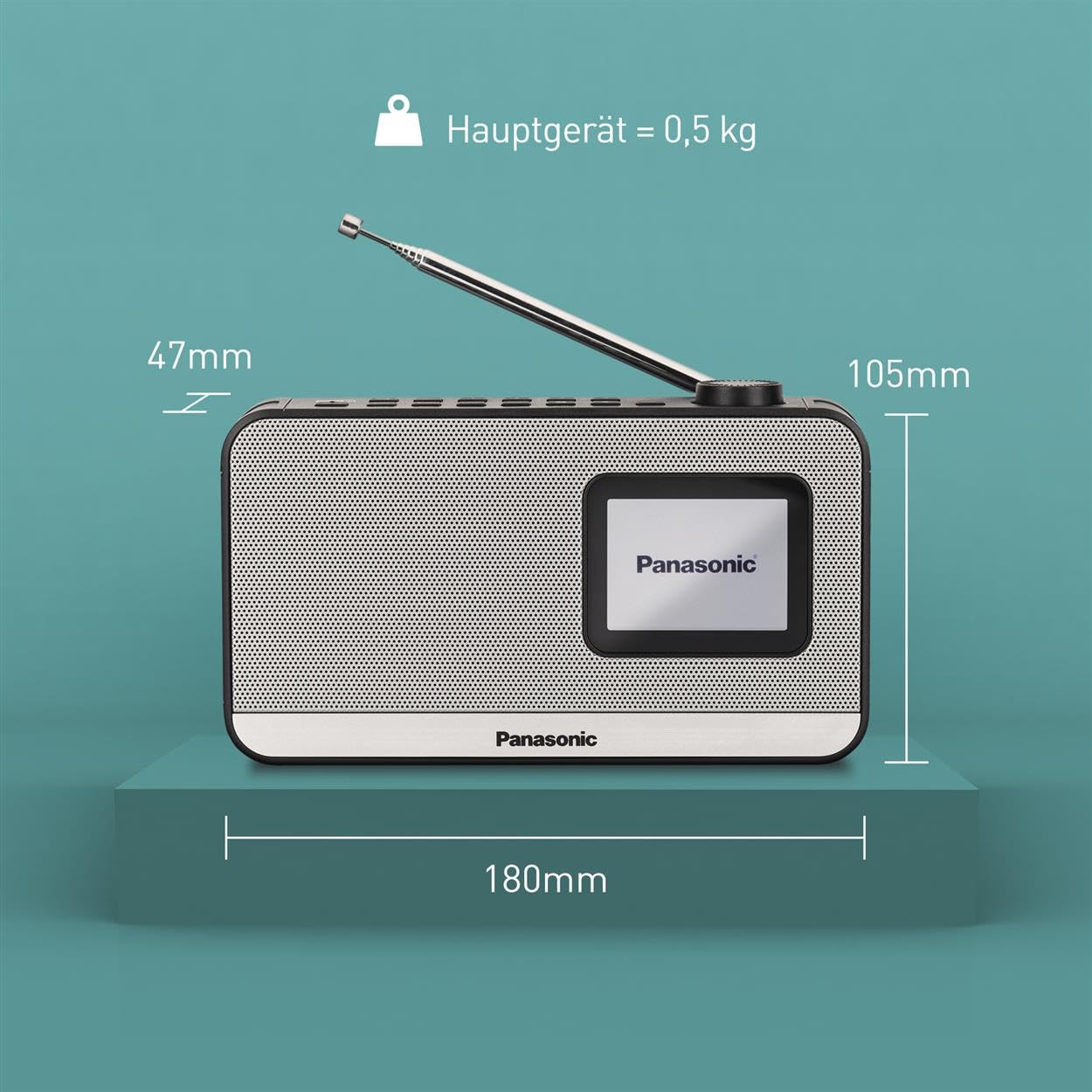 Panasonic RF-D15EG-K Tragbares DAB+/FM Digitalradio mit Bluetooth, 2,4 Zoll TFT LCD-Display, 3W 5cm Lautsprecher, Schlaf-, Wecker- und Uhrfunktion, Schwarz