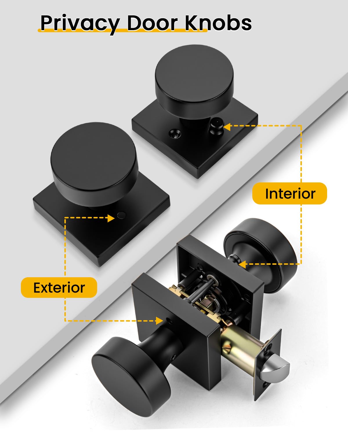 Goldenwarm Matte Black Door Knobs - 6 Pack -4 Goldenwarm Matte Black Door Knobs - 6 Pack -4