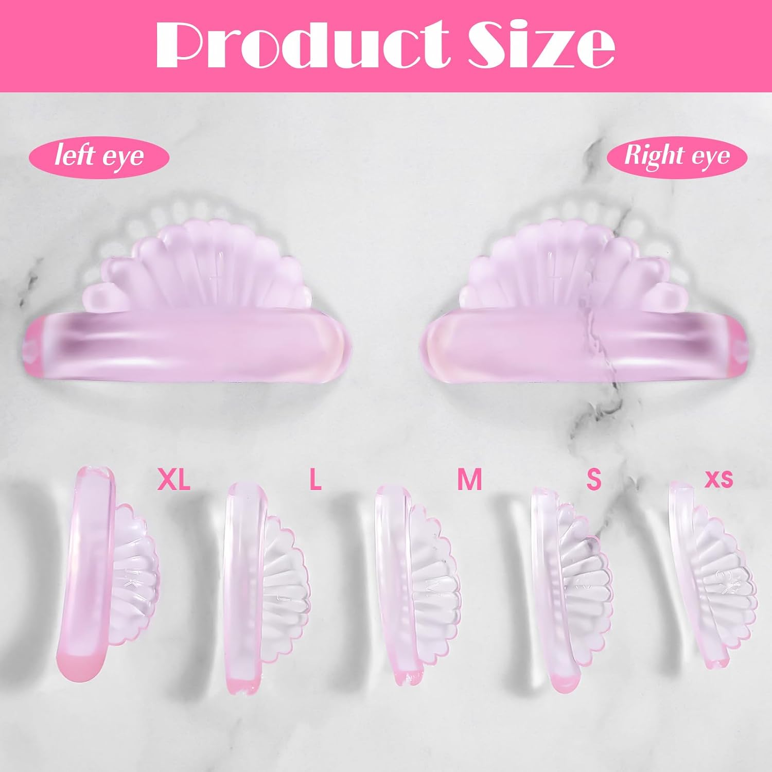 10 pcs 5 Sizes Lash Lift Pads Self-Adhesive Pink No Glue Lash Lift Rods，Silicon Soft Eyelash Lift Pads for Shield DIY Use At Home or Salon with Storage Box