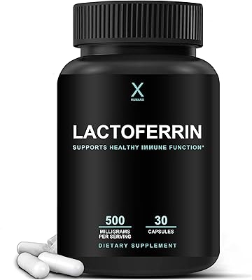 HUMANX Lactoferrin 500mg - Powerful Serving Size Gluten Free, Non GMO, Soy Free Supplements - A Component in Colostrum - USA Made, Supports Healthy Immunity, Iron Utilization & Absorption