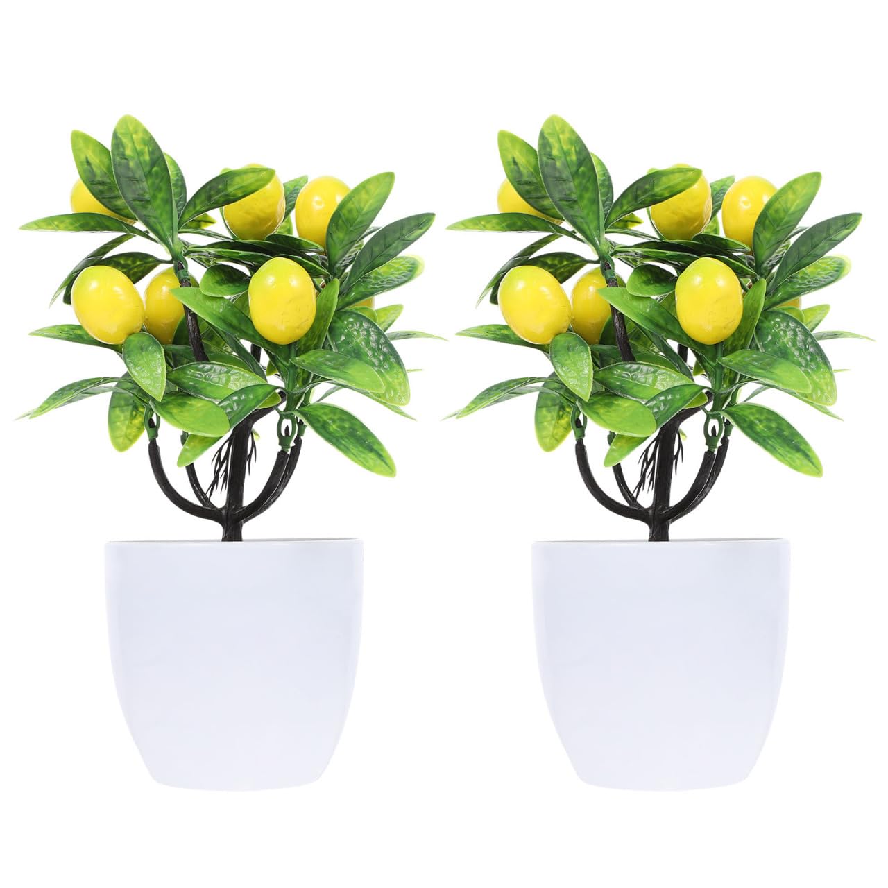 Citronnier artificiel réaliste avec feuilles vertes et faux citrons jaunes en pot