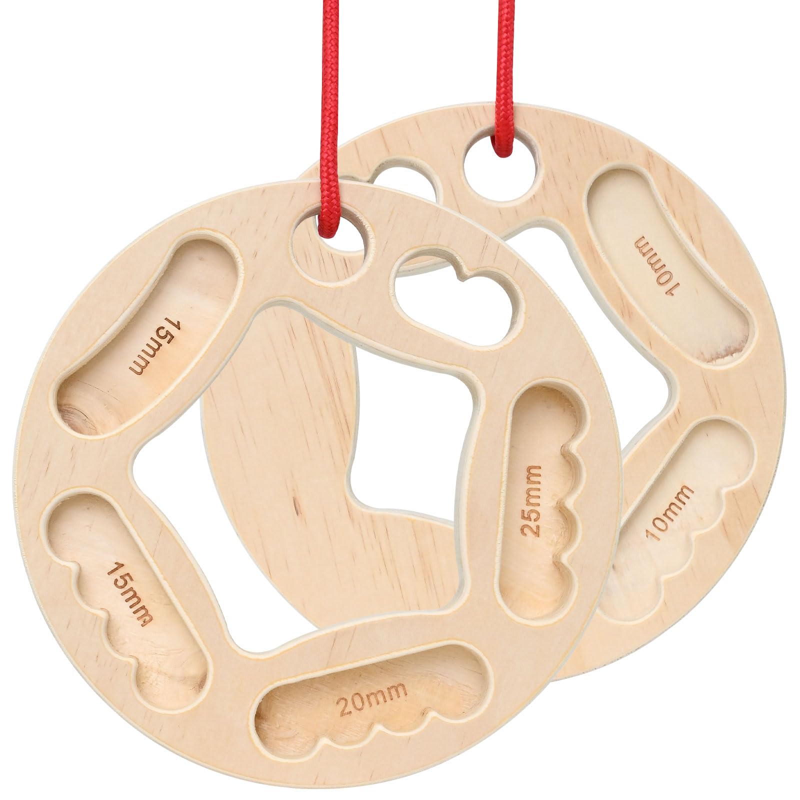 WEXFFU 2PCS Climbing Hangboard, Portable Fingerboard, Wooden Hangboard for Climbing, Rings Double Sided Grip Trainer with Ropes for Indoor Outdoor Finger Strength Training and Bouldering
