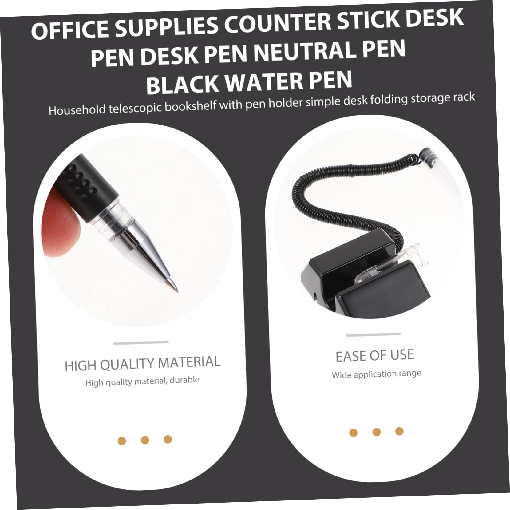 Lot de 2 Stylos de Sécurité à Base Adhésive Stylos Gel Noirs pour Bureau 5 Pièces