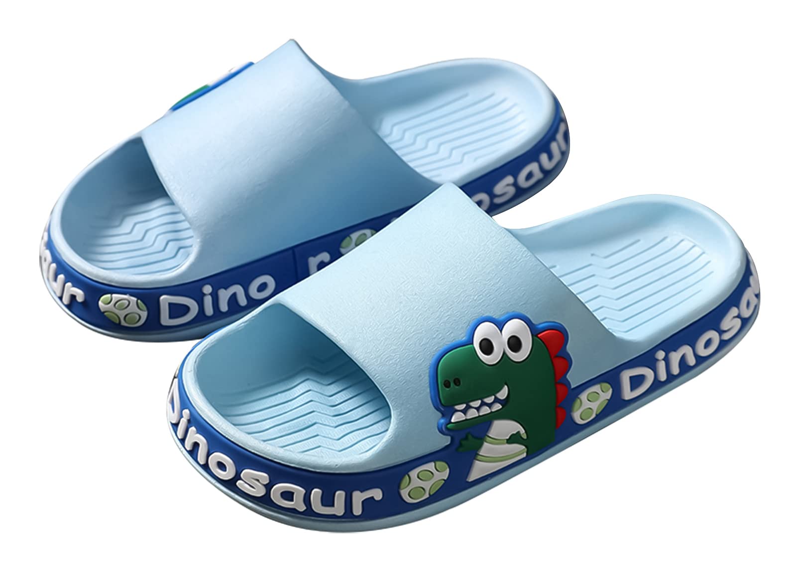 SEAURUnisex Child Cute Dinosaur Slide Sandals Non-Slip Quick Drying Shower Slippers Boys Girls Open Toe Indoor Outdoor Beach Shoes Bathroom Slippers
