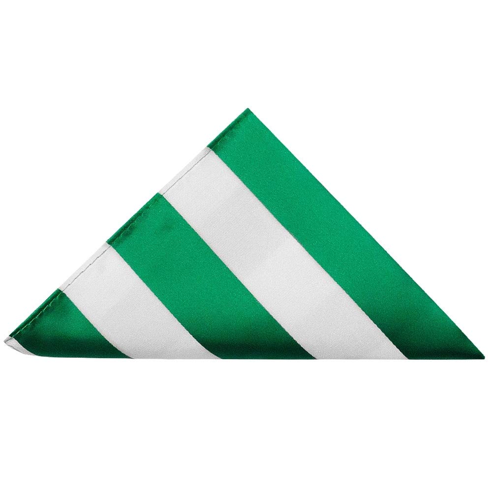 TIES R US Green and White Stripe Satin Pocket Square
